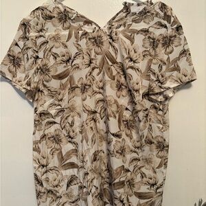 J. Jill Floral Print Blouse in Brown and Cream
